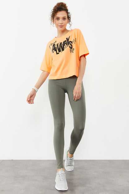 High Waist Wrap-up Slim Fit Tapered Leg Women's Tights - 94011