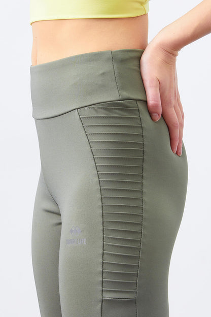 High Waist Wrap-up Slim Fit Tapered Leg Women's Tights - 94568