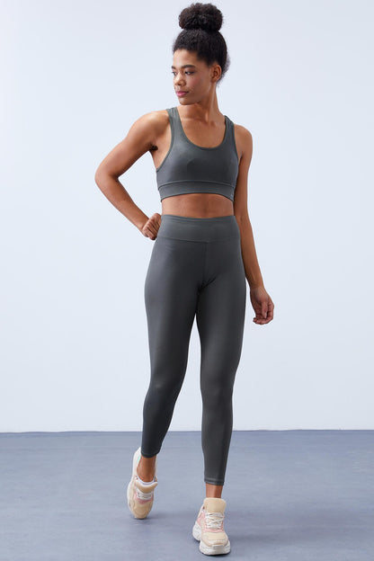 High Waist Tummy Control Back Detailed Slim Fit Bustier Women's Tights Set - 95281