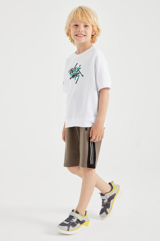 Camel Zipper Pocket Laced Standard Fit Boys Shorts - 10885