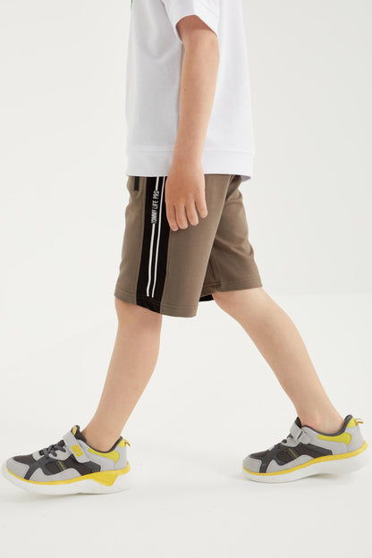 Camel Zipper Pocket Laced Standard Fit Boys Shorts - 10885