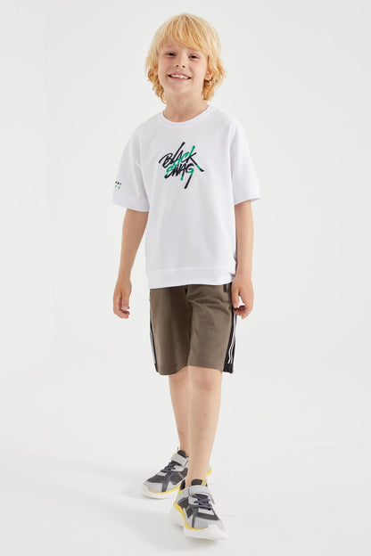 Camel Zipper Pocket Laced Standard Fit Boys Shorts - 10885