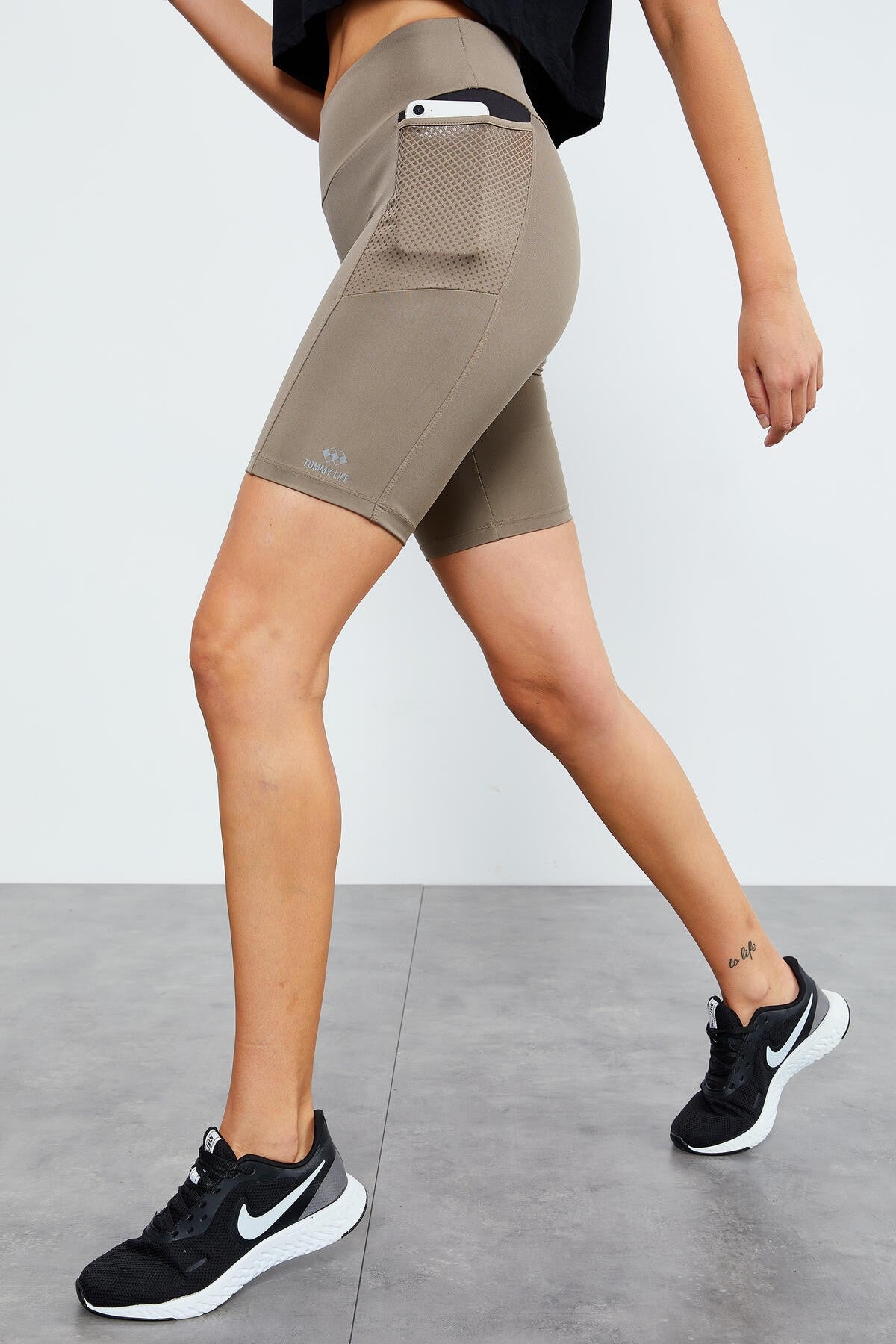 Camel File High Waist Wrap-up Women's Biker Tights - 91010