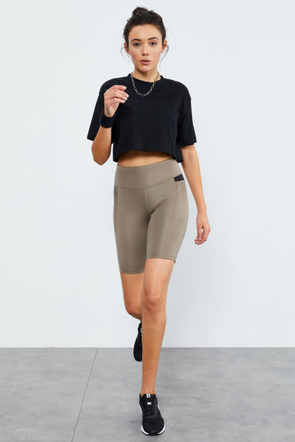 Camel File High Waist Wrap-up Women's Biker Tights - 91010