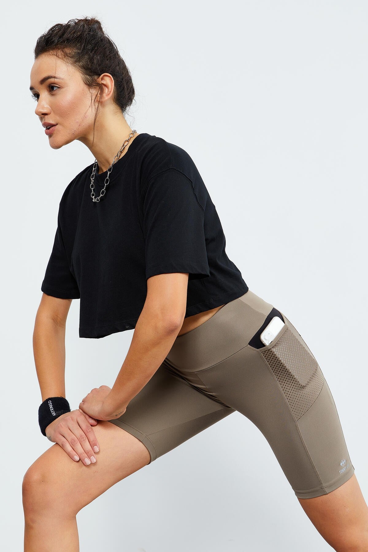 Camel File High Waist Wrap-up Women's Biker Tights - 91010