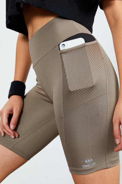 Camel File High Waist Wrap-up Women's Biker Tights - 91010