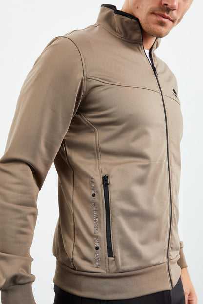 Camel - Black High Collar Zippered Standard Fit Classic Cuff Men's Tracksuit Set - 85162