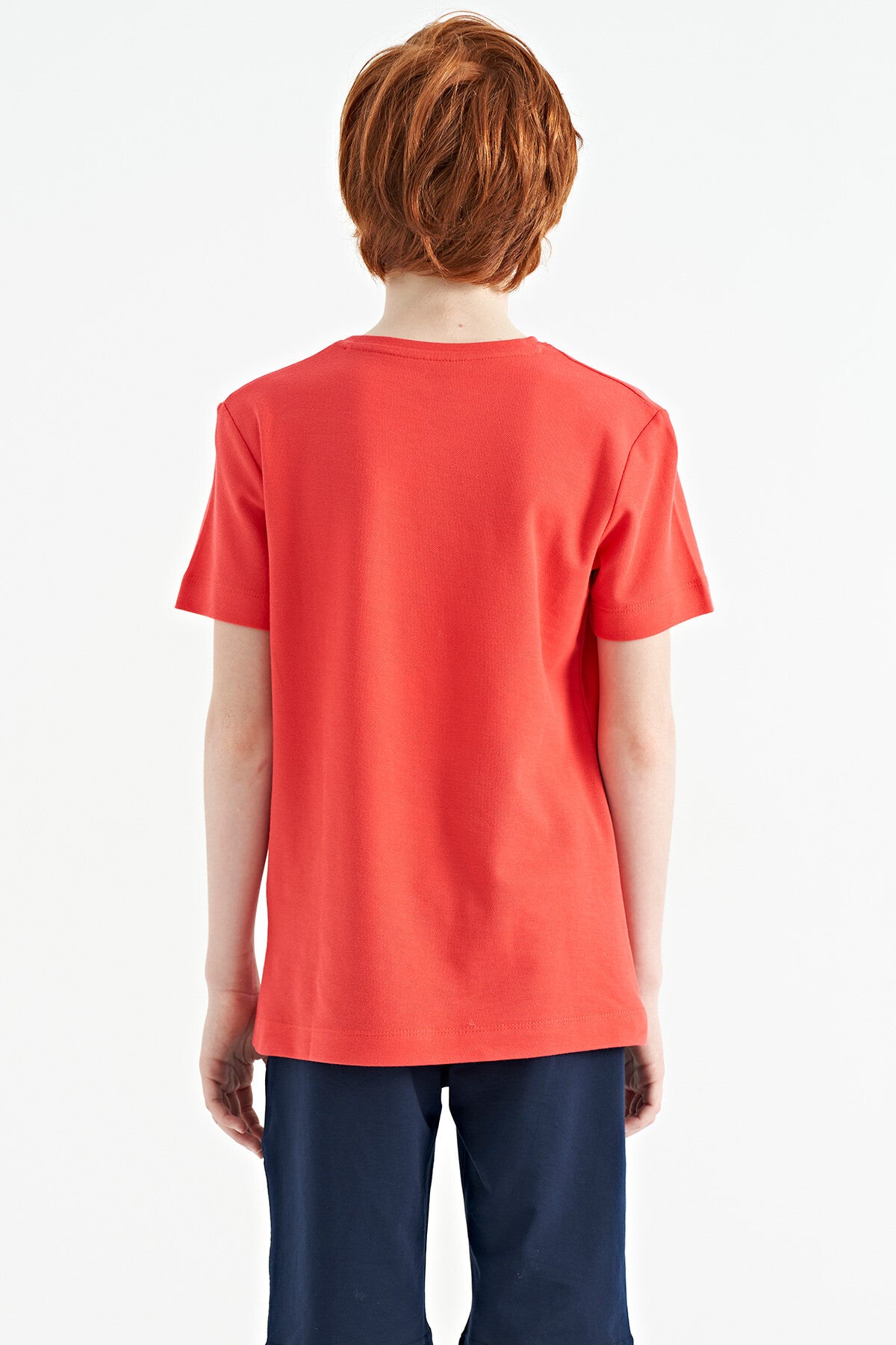 Coral Print Detailed O Collar Standard Fit Men's Kids T-Shirt - 11117