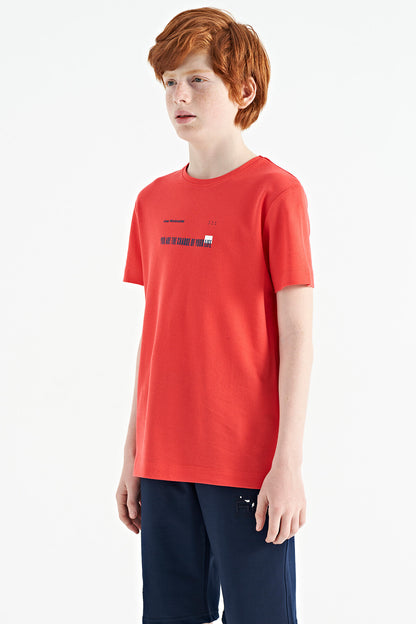 Coral Print Detailed O Collar Standard Fit Men's Kids T-Shirt - 11117