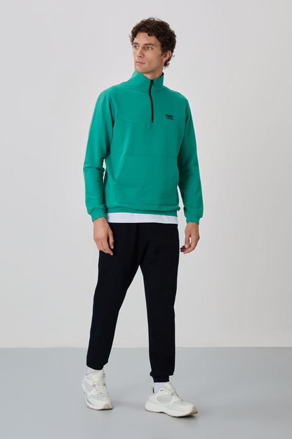 Herbert Green - Navy Blue Stand Collar Tracksuit Set - 85233