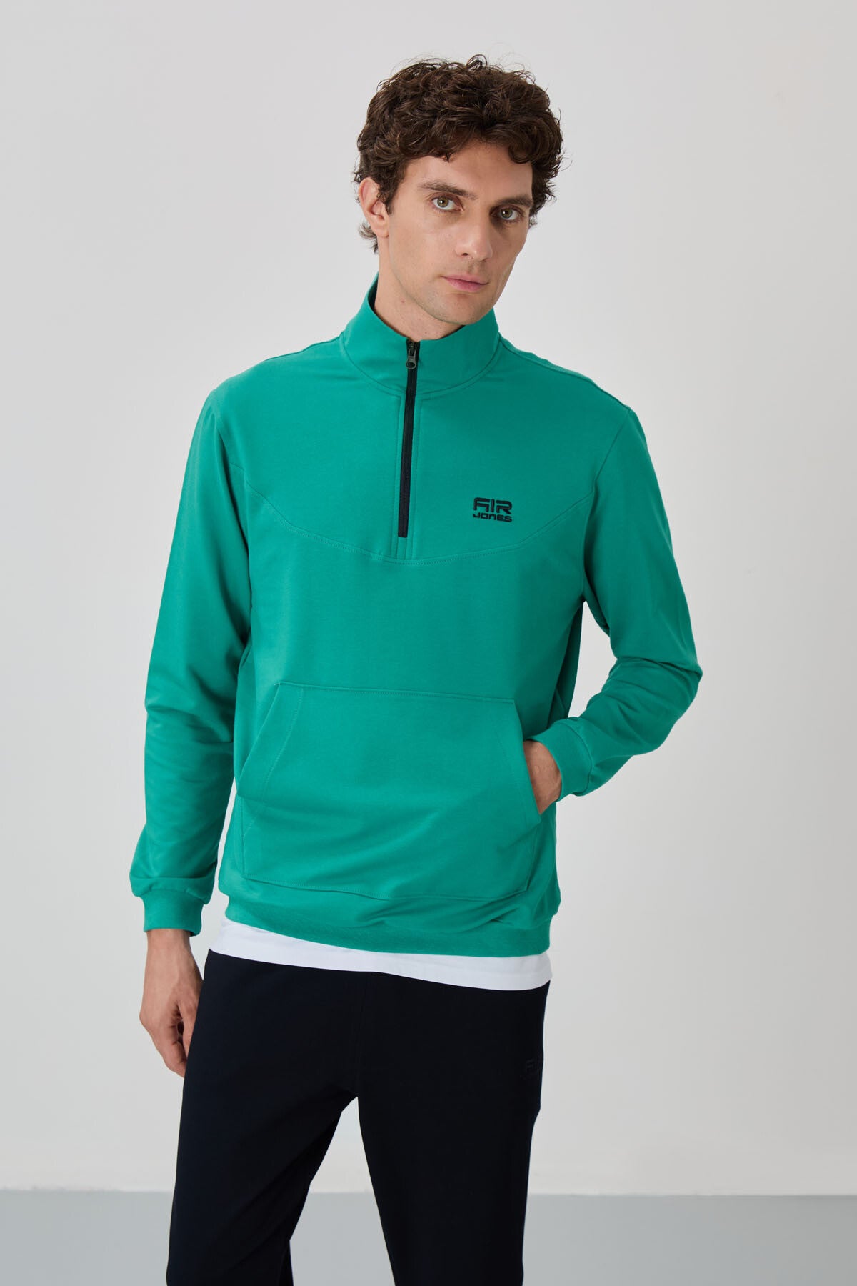 Herbert Green - Navy Blue Stand Collar Tracksuit Set - 85233