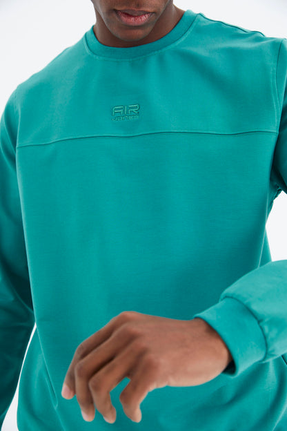 Keith Navy Blue - Green - Black Basic Men's Tracksuit Set - 85231