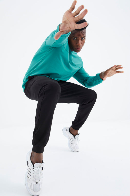 Keith Navy Blue - Green - Black Basic Men's Tracksuit Set - 85231