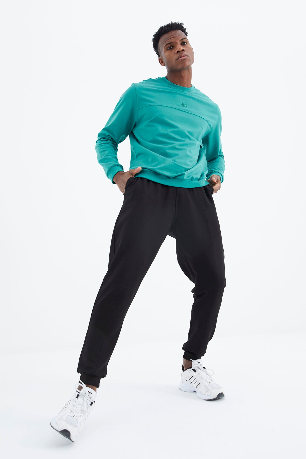 Keith Navy Blue - Green - Black Basic Men's Tracksuit Set - 85231