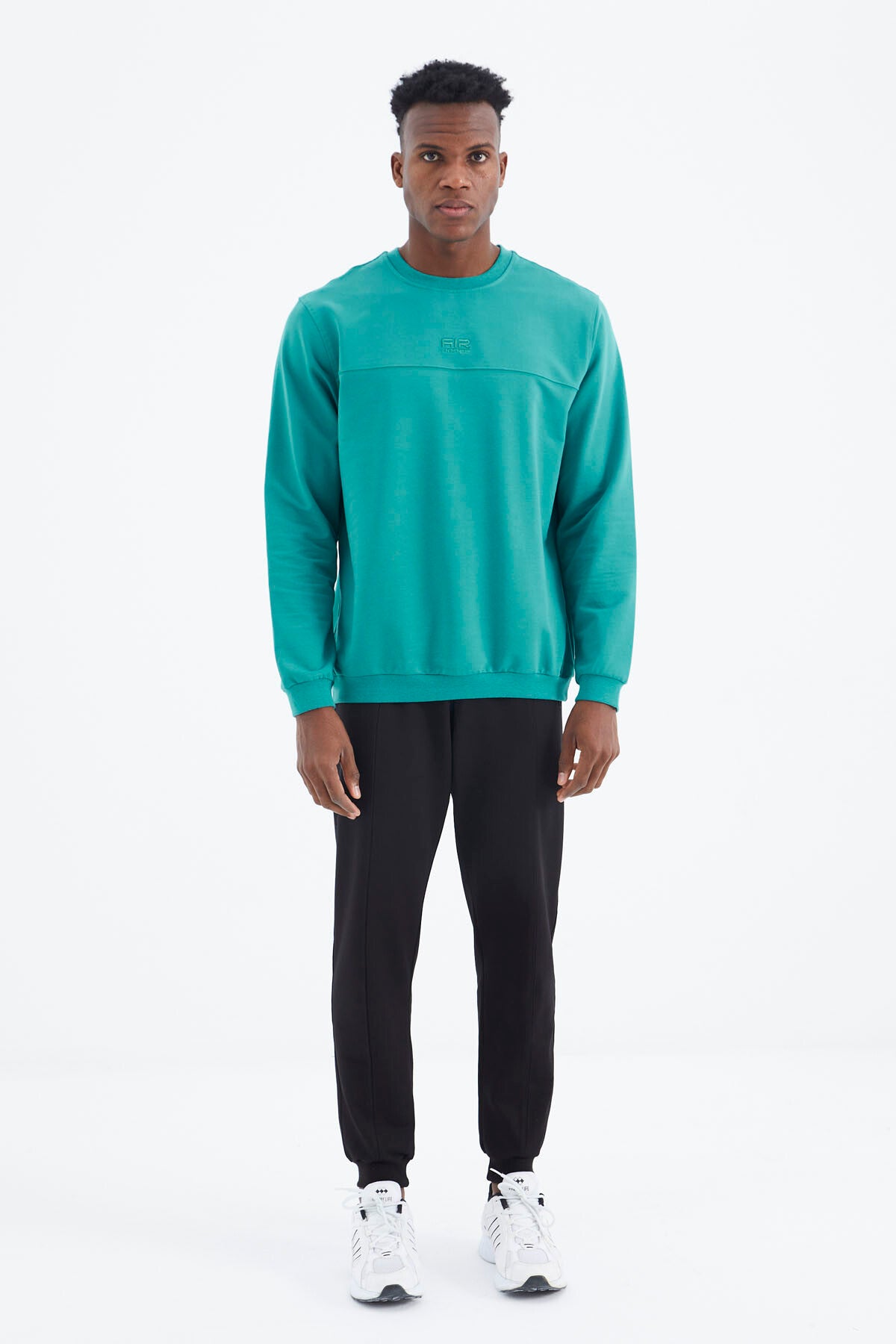 Keith Navy Blue - Green - Black Basic Men's Tracksuit Set - 85231