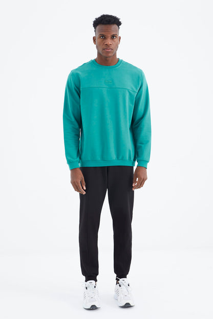 Keith Navy Blue - Green - Black Basic Men's Tracksuit Set - 85231