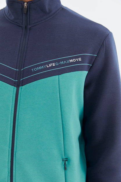 Straight Collar Color Block Hidden Pocket Detailed Relax Fit Men's Sweatshirt - 88290