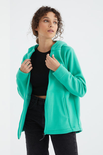 Hooded Zip-Up Comfort Fit Women's Fleece Sweatshirt - 97233
