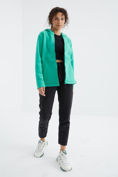 Hooded Zip-Up Comfort Fit Women's Fleece Sweatshirt - 97233