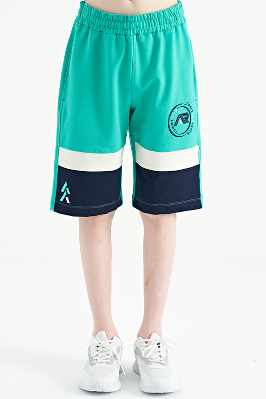 Printed Laced Embroidery Detailed Standard Fit Boys Shorts - 11129