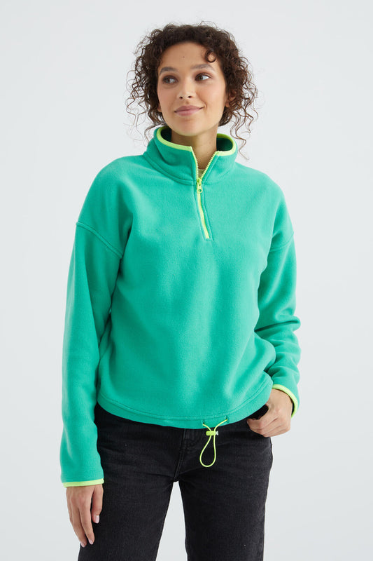 Stand Collar Oversize Women's Fleece Sweatshirt - 97234
