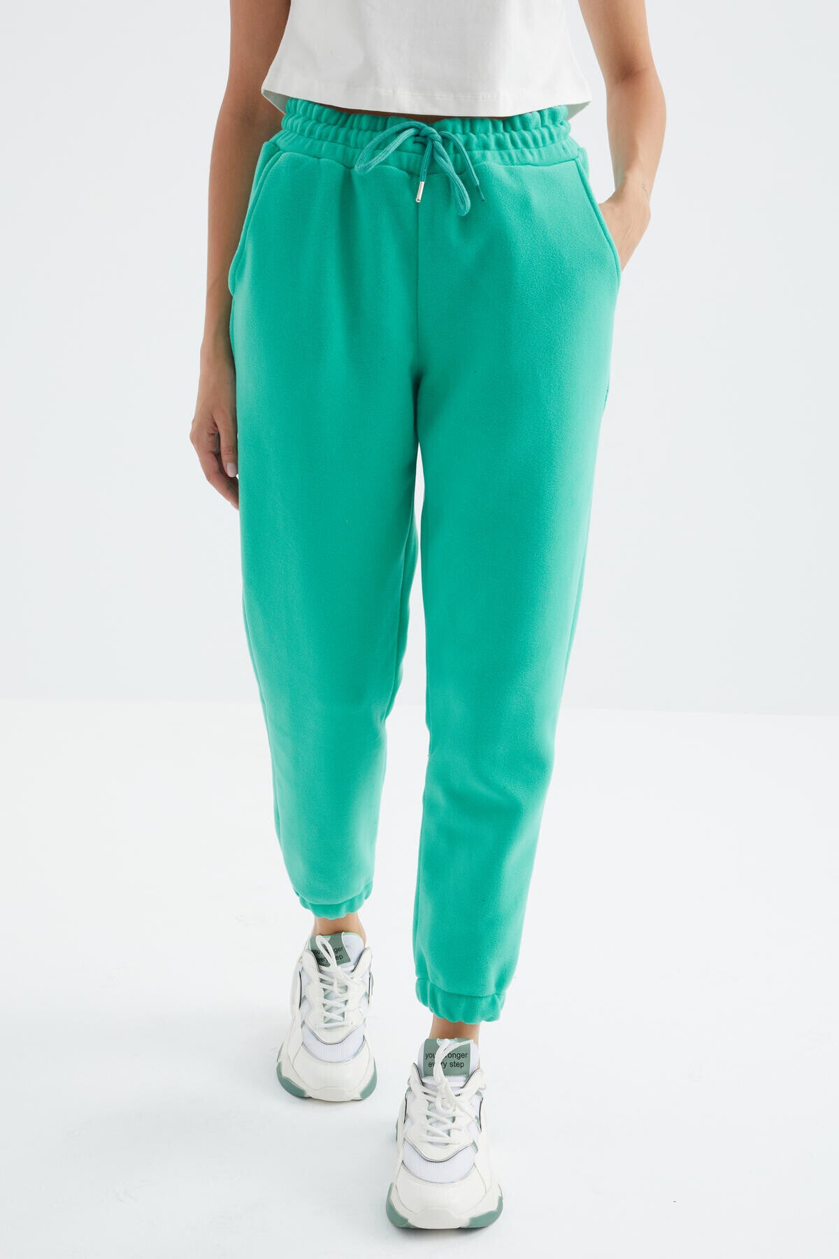High Waist Basic Laced Jogger Polar Women's Tracksuit Bottom - 94622