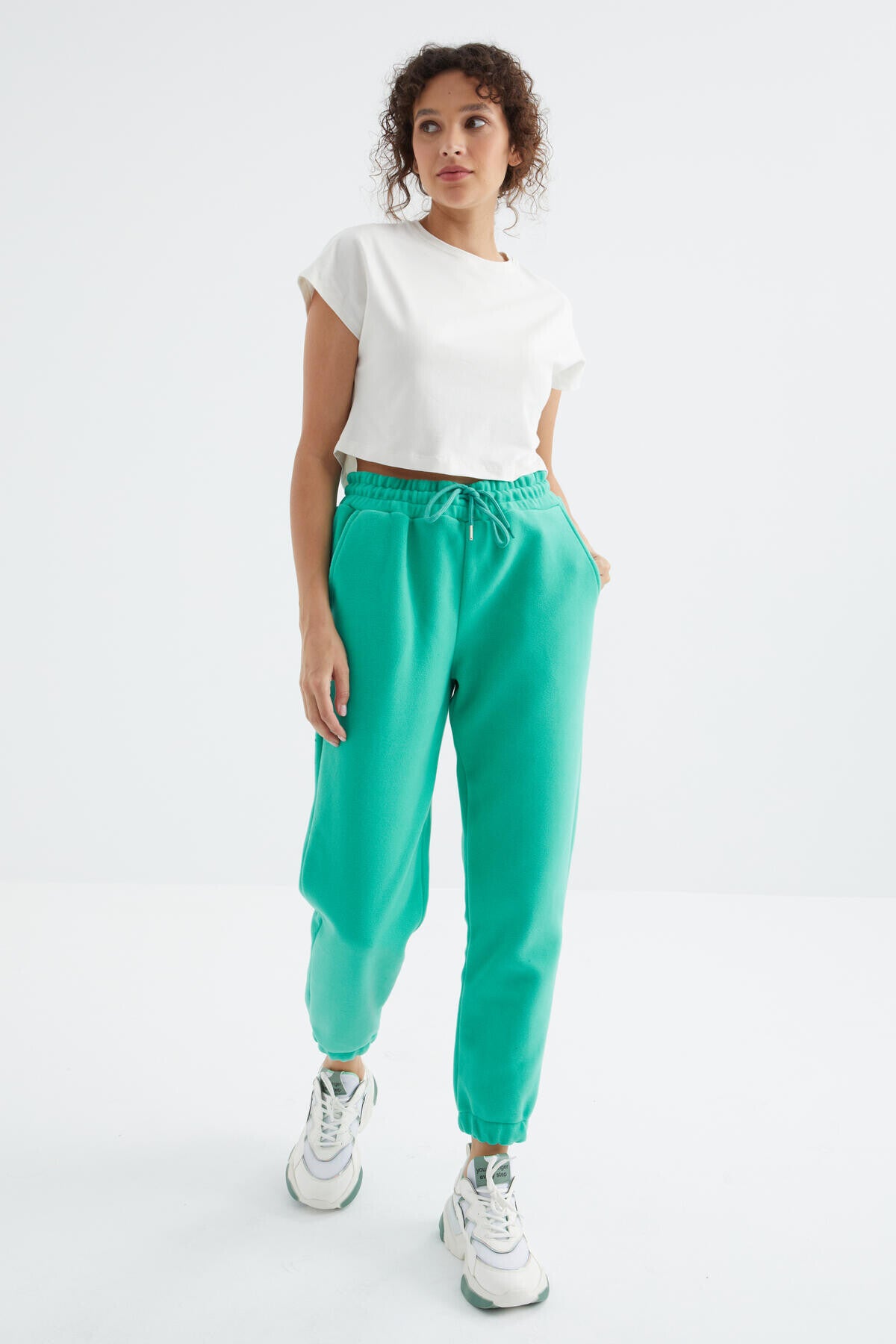 High Waist Basic Laced Jogger Polar Women's Tracksuit Bottom - 94622