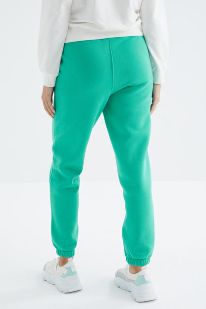 High Waist Brushed 3-Thread Cotton Basic Women's Tracksuit Bottom - 94624