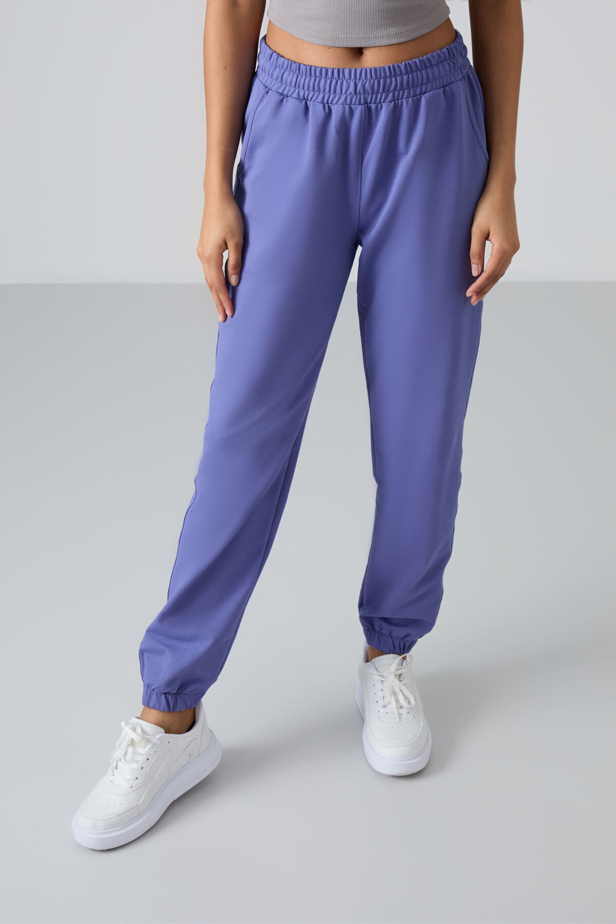 Plum Ribbed High Waist Comfort Fit Elastic Cuff Women's Tracksuit Bottom - 94583