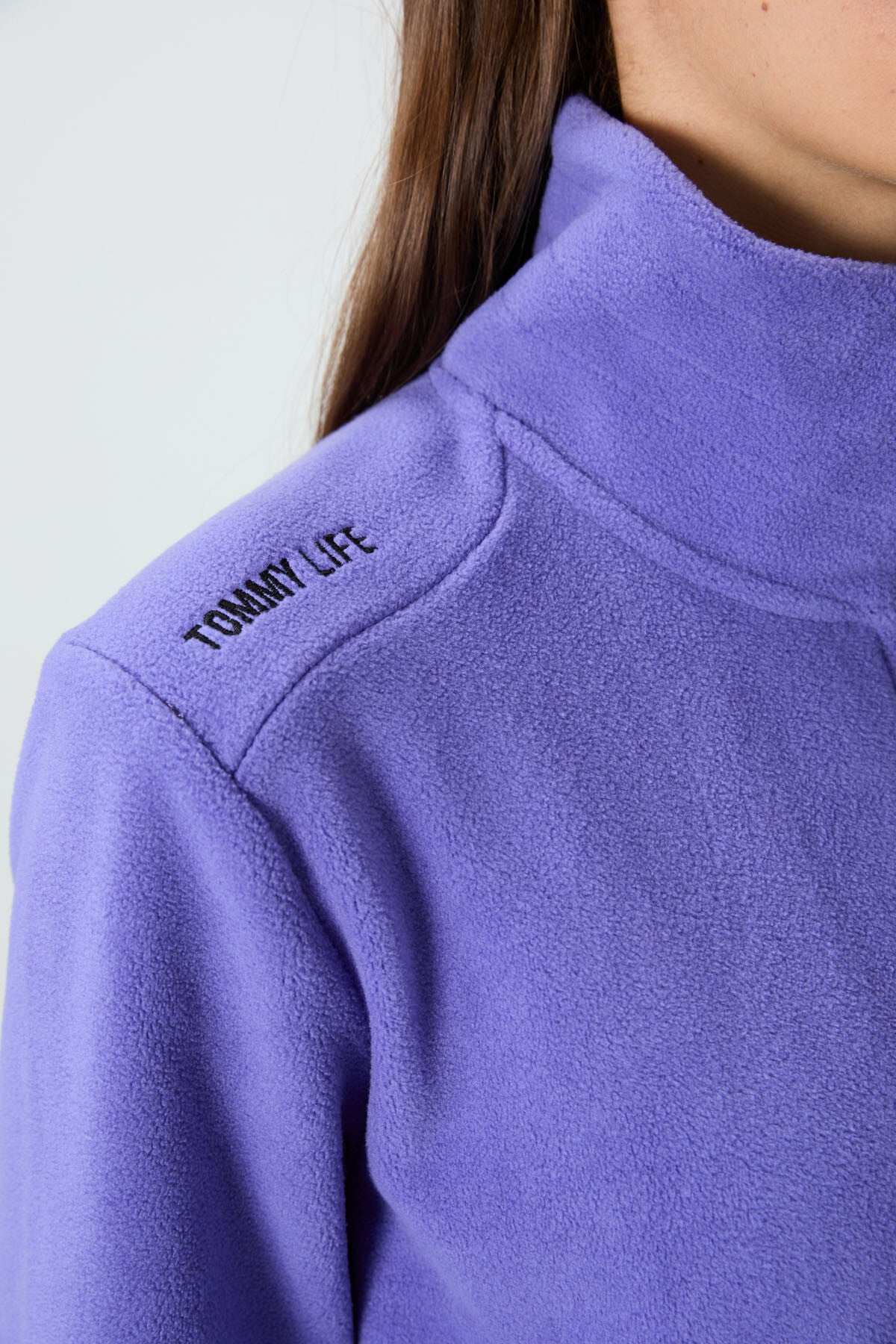 Plato High Collar Zippered Comfort Fit Women's Fleece Sweatshirt - 97173