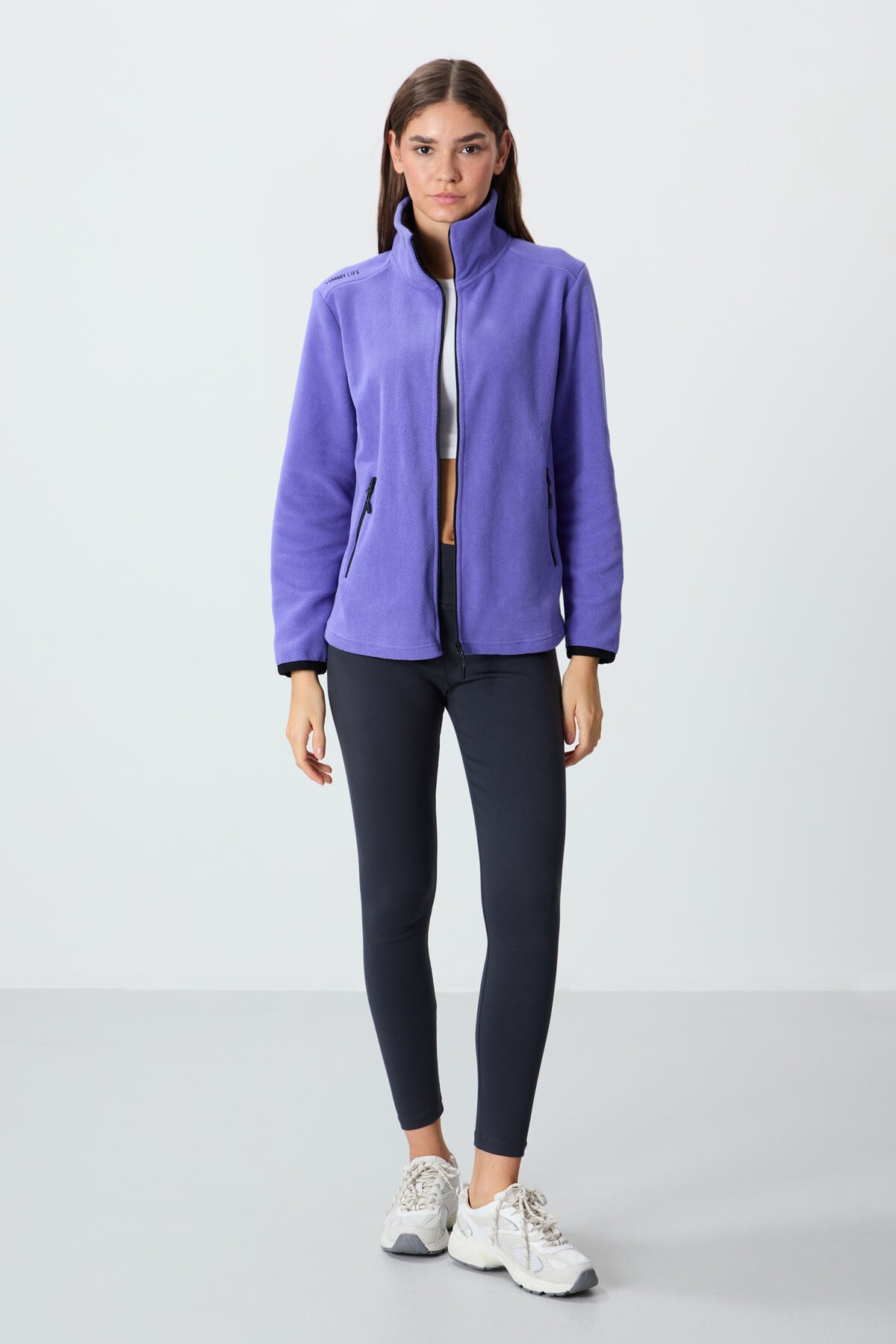 Plato High Collar Zippered Comfort Fit Women's Fleece Sweatshirt - 97173