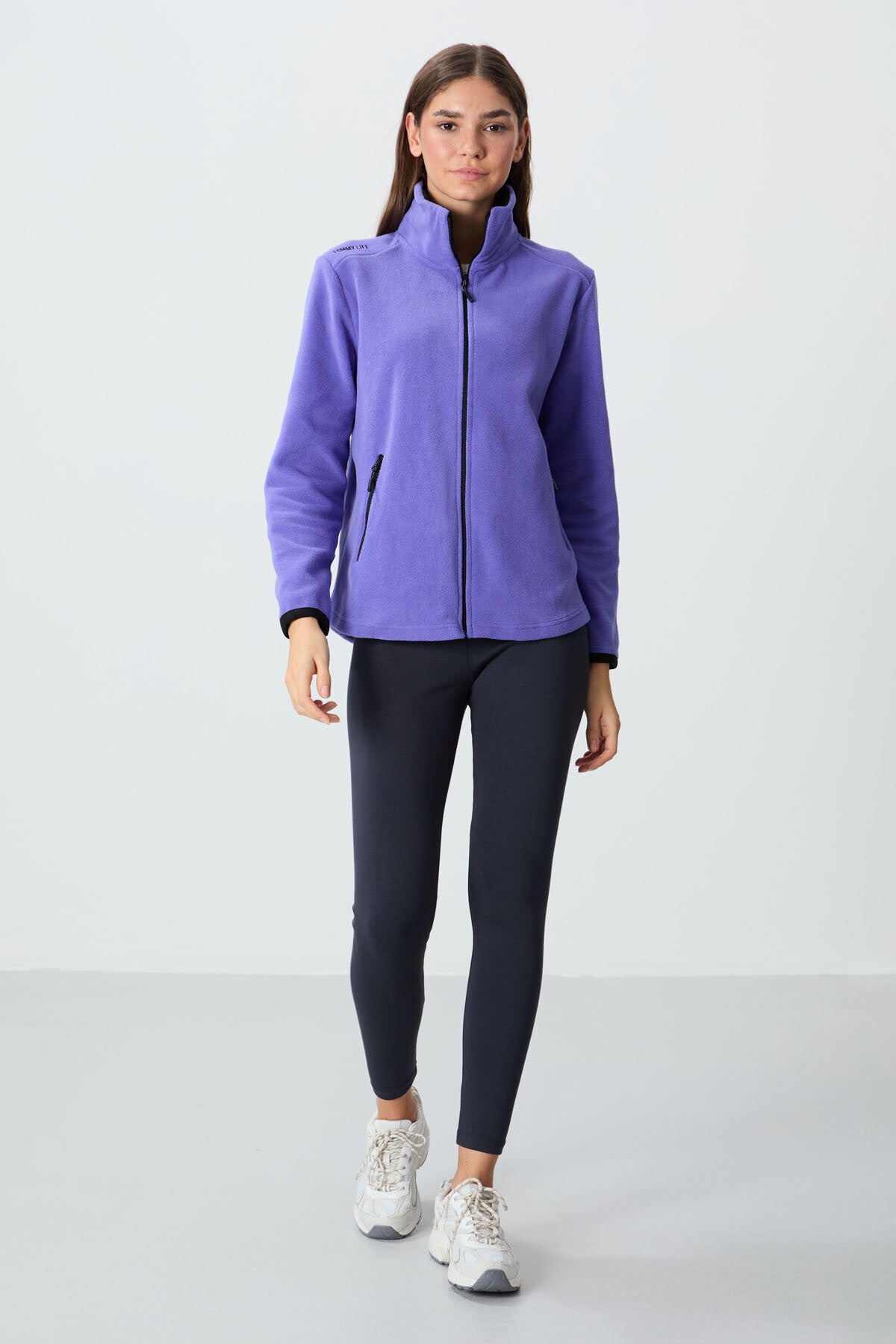 Plato High Collar Zippered Comfort Fit Women's Fleece Sweatshirt - 97173