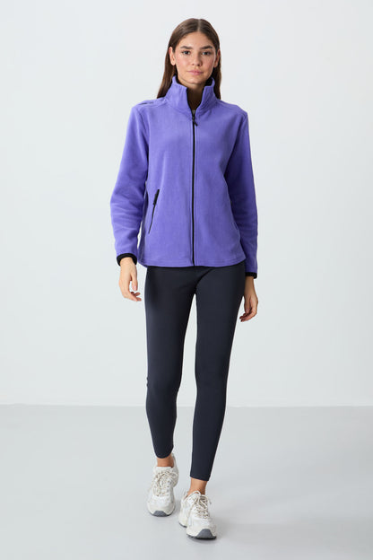 Plato High Collar Zippered Comfort Fit Women's Fleece Sweatshirt - 97173