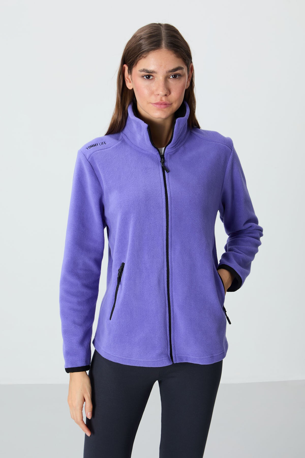 Plato High Collar Zippered Comfort Fit Women's Fleece Sweatshirt - 97173