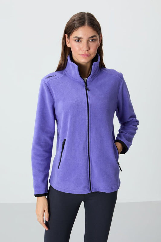 Plato High Collar Zippered Comfort Fit Women's Fleece Sweatshirt - 97173