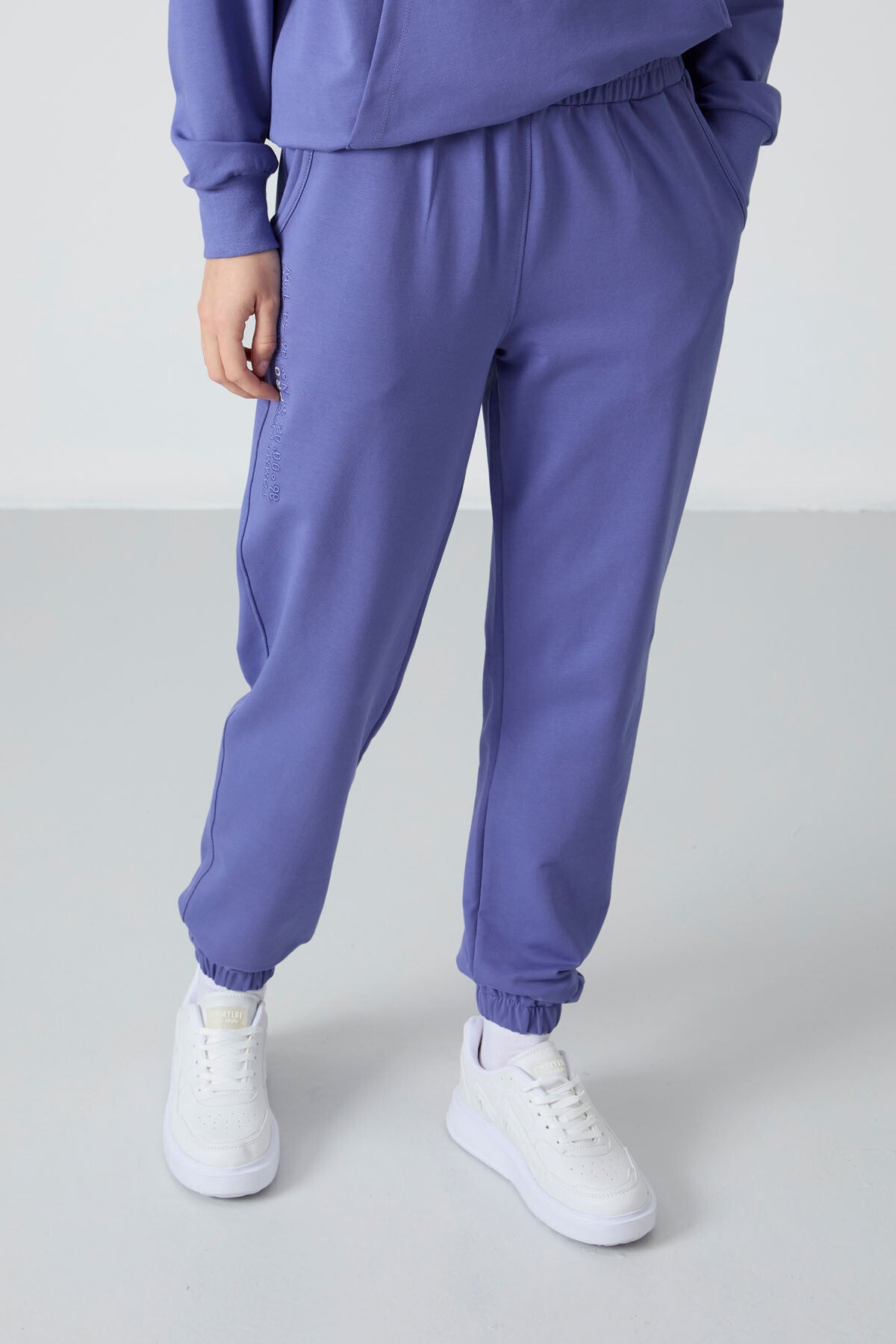 Plato Hooded Kangaroo Pocket Oversize Elastic Cuffed Women's Tracksuit Set - 95288
