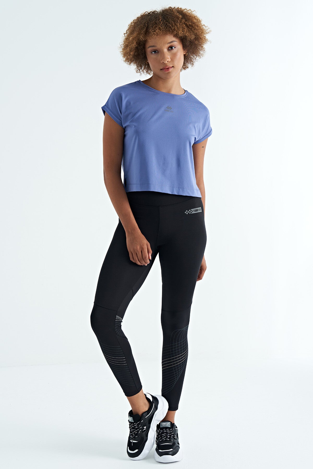 Lilac Logo Printed O Neck Sleeveless Oversize Women's Crop T-Shirt - 97262