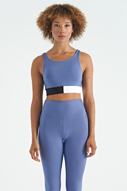 Plato Color Block Logo Printed Narrow Fit Striped Women's Bustier - 97275