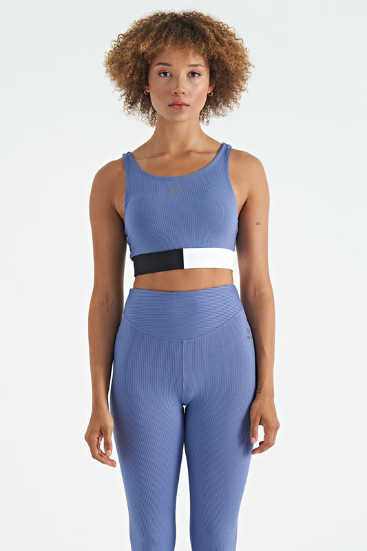Plato Color Block Logo Printed Narrow Fit Striped Women's Bustier - 97275