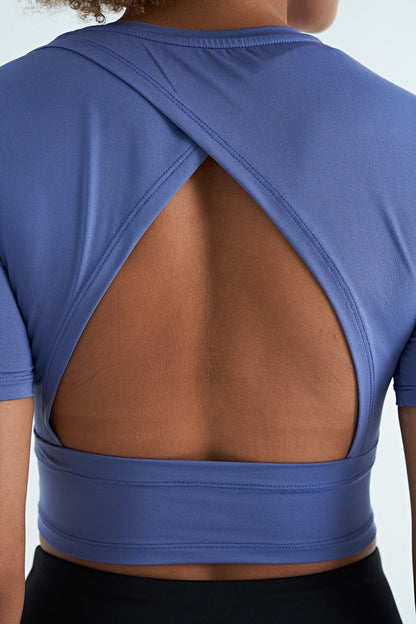 Plato Back Scoop Neck Standard Fit O Collar Women's Crop T-Shirt - 97265
