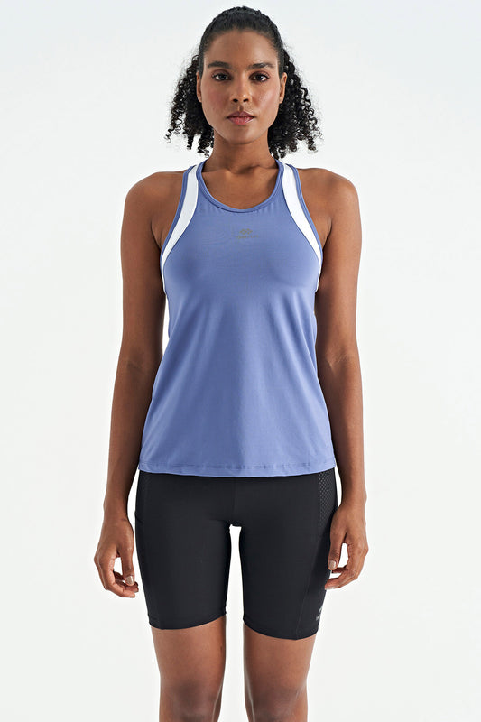 Plato Back Color Detailed Logo Printed Standard Cut Women's Sports Singlet - 97257