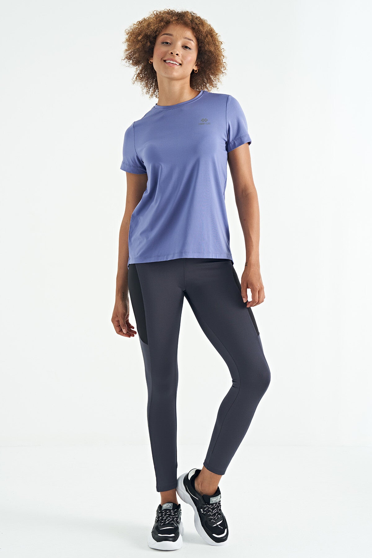 Plato Back Slit Detailed O Collar Short Sleeve Standard Fit Women's T-Shirt - 97267