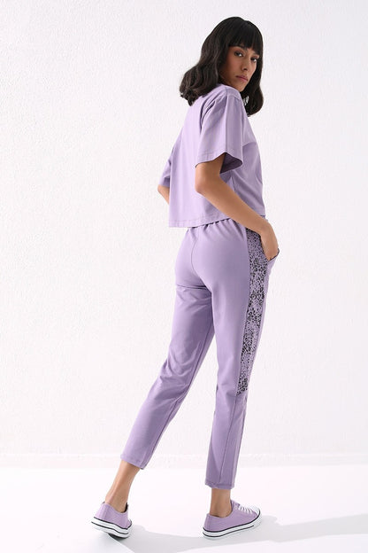 Plato Sides Leopard Print Comfort Fit Slim Leg Women's Tracksuit Bottom - 94572