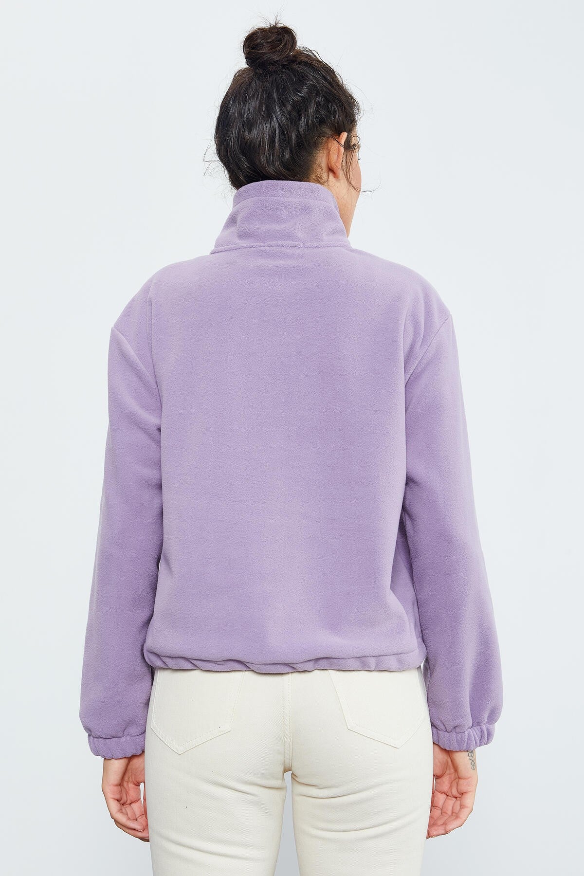 Plato Half Zipper Skirt with Gathered Hem Women's Polar Oversize Sweatshirt - 97171