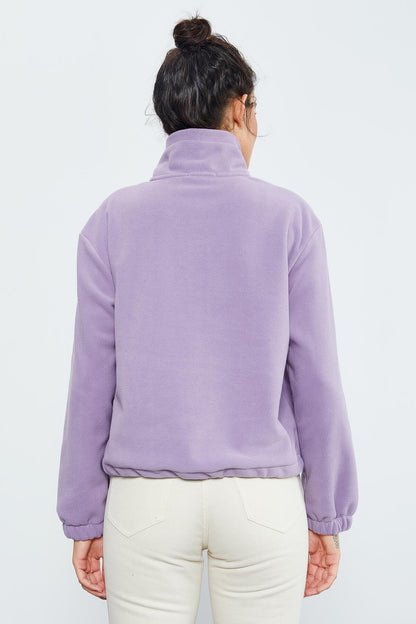 Plato Half Zipper Skirt with Gathered Hem Women's Polar Oversize Sweatshirt - 97171