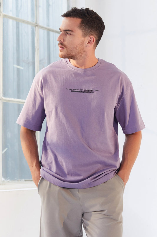 Plato Print O Collar Men's Oversize T-Shirt - 87984
