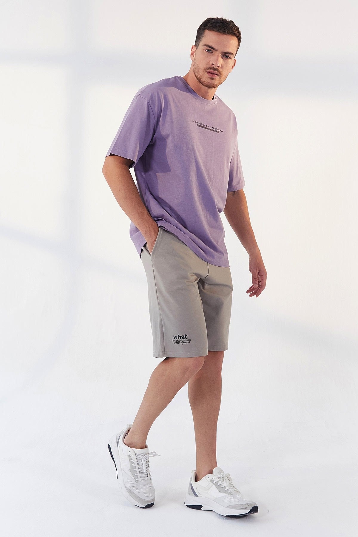 Plato Print O Collar Men's Oversize T-Shirt - 87984
