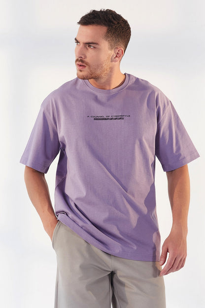 Plato Print O Collar Men's Oversize T-Shirt - 87984
