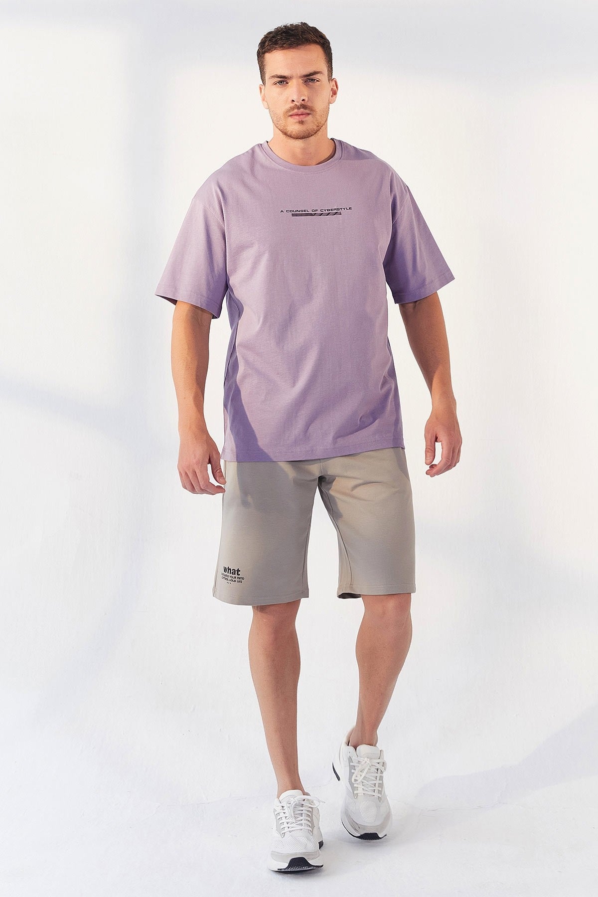 Plato Print O Collar Men's Oversize T-Shirt - 87984