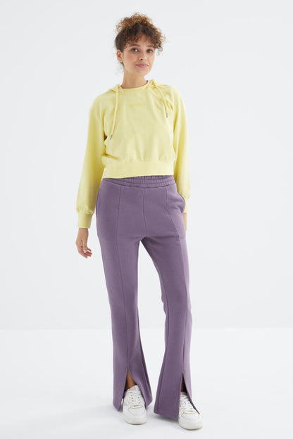 Plato High Waist Front Slit Detailed Side Pocket Comfortable Fit Women's Tracksuit Bottom - 94625
